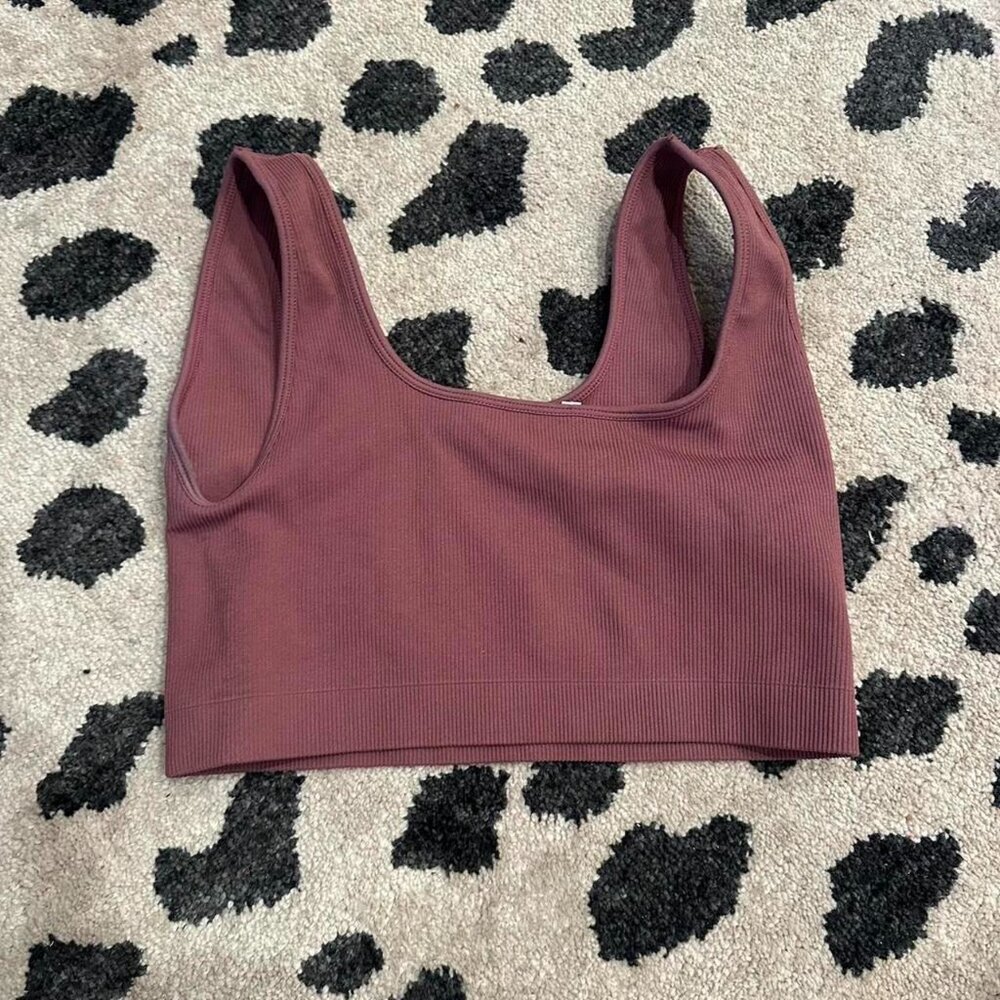 Set Active Pink Ribbed Crop - Picture 3 of 3